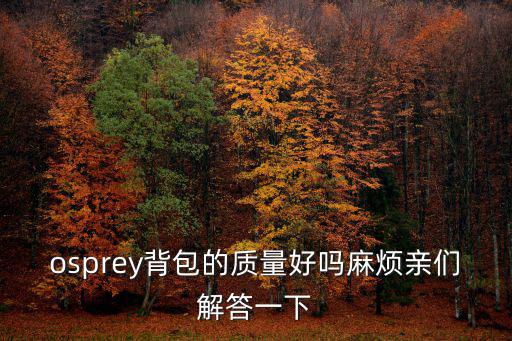 osprey 登山包怎么样，OSPREY登山包怎么样好吗