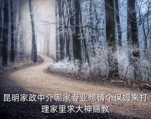 昆明家政中介哪家专业想请个保姆来打理家里求大神赐教