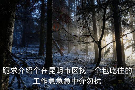 跪求介绍个在昆明市区找一个包吃住的工作急急急中介勿扰