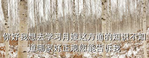 你好我想去学习月嫂这方面的知识不知道哪家好正规您能告诉我