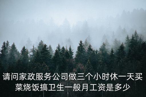 请问家政服务公司做三个小时休一天买菜烧饭搞卫生一般月工资是多少