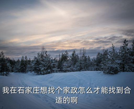 我在石家庄想找个家政怎么才能找到合适的啊