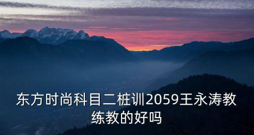 东方时尚科目二桩训2059王永涛教练教的好吗