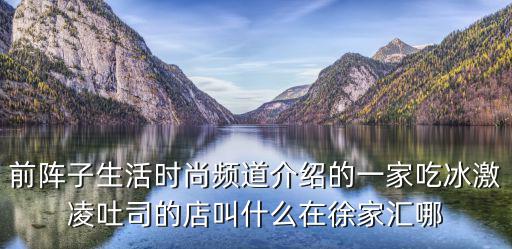时尚生态体验是一家什么店，前阵子生活时尚频道介绍的一家吃冰激凌吐司的店叫什么在徐家汇哪