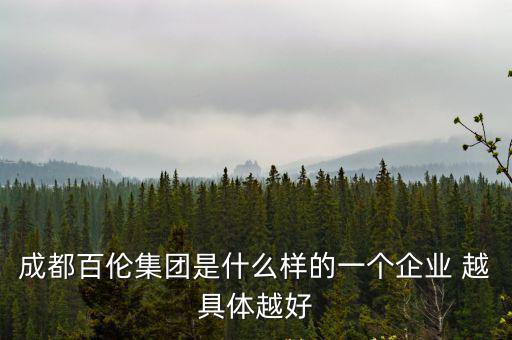 成都百伦集团是什么样的一个企业 越具体越好