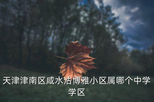 天津津南区咸水沽博雅小区属哪个中学学区
