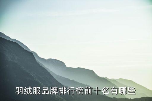 羽绒服品牌排行榜前十名有哪些