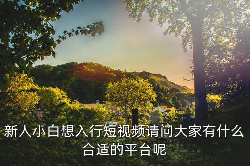 新人小白想入行短视频请问大家有什么合适的平台呢
