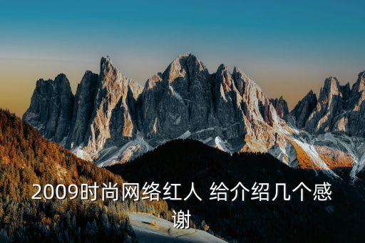 2009时尚网络红人 给介绍几个感谢