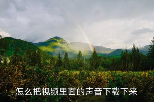 怎么把视频里面的声音下载下来