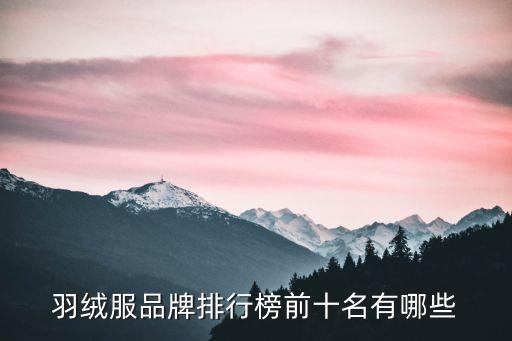 羽绒服品牌排行榜前十名有哪些