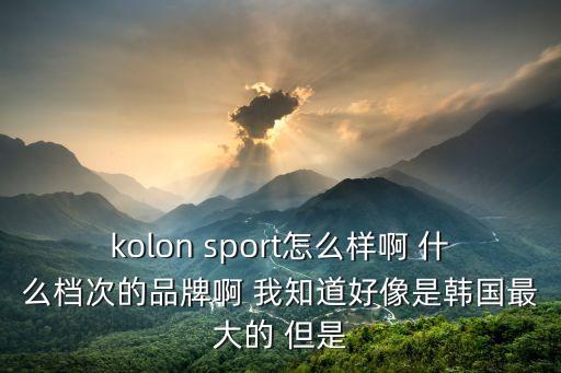 kolon属于什么档次，kolon sport怎么样啊 什么档次的品牌啊 我知道好像是韩国最大的 但是