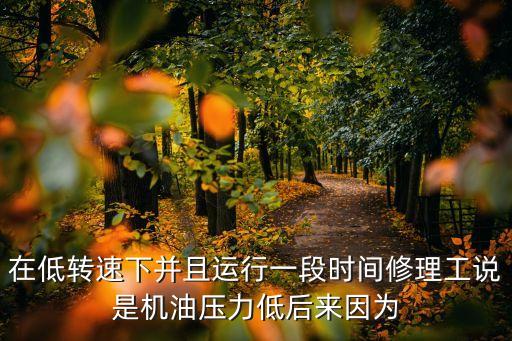 在低转速下并且运行一段时间修理工说是机油压力低后来因为