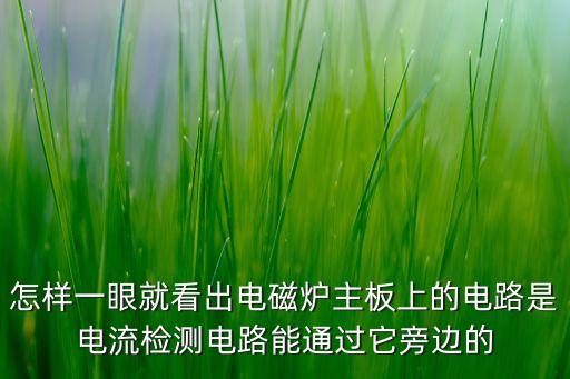 怎样一眼就看出电磁炉主板上的电路是电流检测电路能通过它旁边的