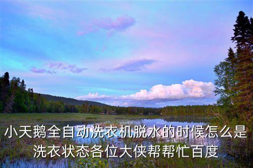 小天鹅全自动洗衣机脱水的时候怎么是洗衣状态各位大侠帮帮忙百度